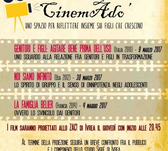 CinemAdò: uno spazio per riflettere insieme sui figli che crescono CinemAdò: uno spazio per riflettere insieme sui figli che crescono