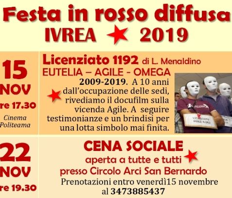 Festa in rosso diffusa a Ivrea Festa in rosso diffusa a Ivrea