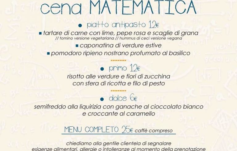 Cena matematica allo ZAC! Cena matematica allo ZAC!