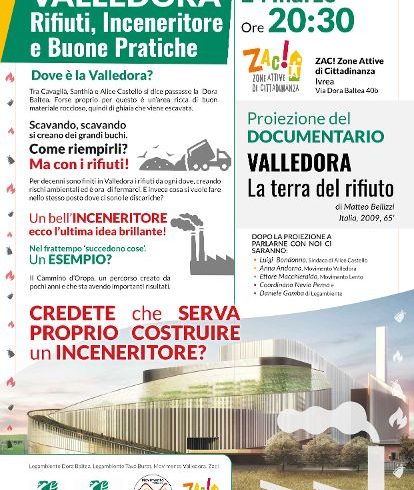 Inceneritore a Cavaglià e rifiuti: incontro pubblico a Ivrea il 24 marzo allo ZAC! Inceneritore a Cavaglià e rifiuti: incontro pubblico a Ivrea il 24 marzo allo ZAC!