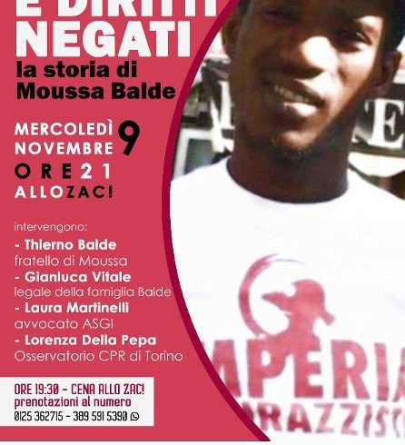 “Detenzione e diritti negati: la storia di Moussa Balde” allo ZAC d’Ivrea “Detenzione e diritti negati: la storia di Moussa Balde” allo ZAC d’Ivrea