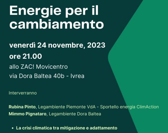 Serata informativa di Legambiente ed Ecoredia sulle energie, sui consumi e sul clima